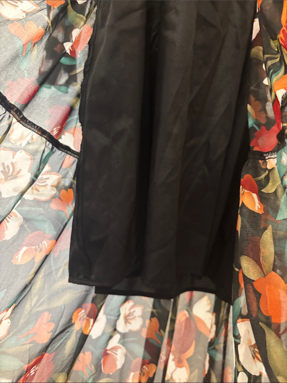 Floral V-Neck Long Sleeve Maxi Dress in Black and Rust - Picture 7 of 7